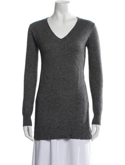 Pre-owned Neiman Marcus Cashmere V-neck Sweater In Grey