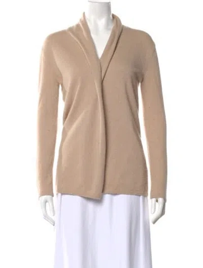 Pre-owned Neiman Marcus Cashmere V-neck Sweater In Neutral