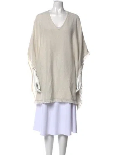 Pre-owned Neiman Marcus Cashmere V-neck Sweater In Neutral