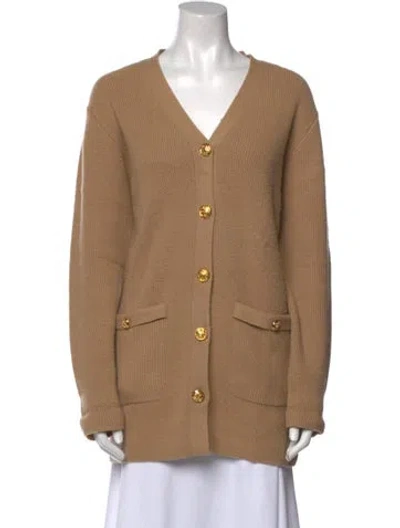 Pre-owned Neiman Marcus Cashmere V-neck Sweater In Neutral