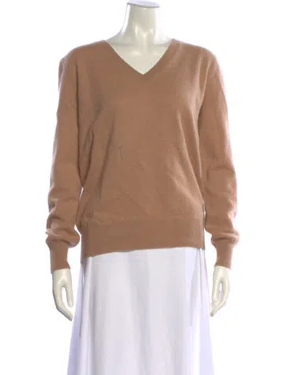 Pre-owned Neiman Marcus Cashmere V-neck Sweater In Neutral