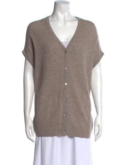 Pre-owned Neiman Marcus Cashmere V-neck Sweater In Neutral