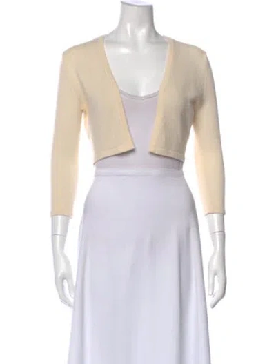 Pre-owned Neiman Marcus Cashmere V-neck Sweater In Neutral