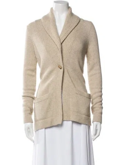 Pre-owned Neiman Marcus Cashmere V-neck Sweater In Neutral