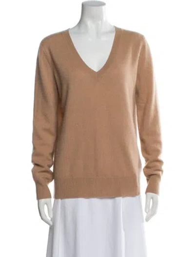 Pre-owned Neiman Marcus Cashmere V-neck Sweater In Neutral