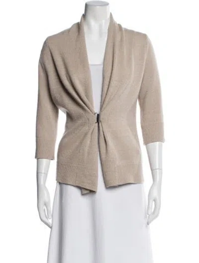 Pre-owned Neiman Marcus Cashmere V-neck Sweater In Neutral