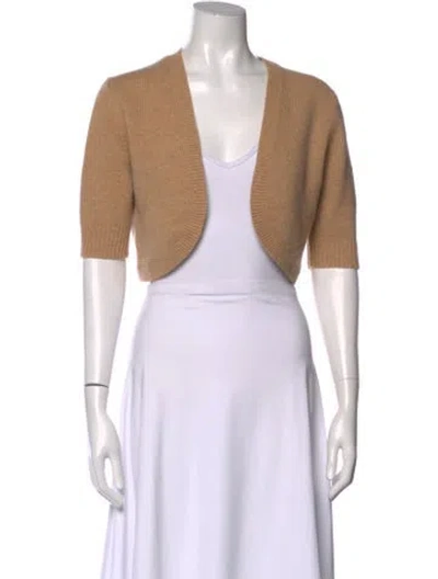 Pre-owned Neiman Marcus Cashmere V-neck Sweater In Neutral