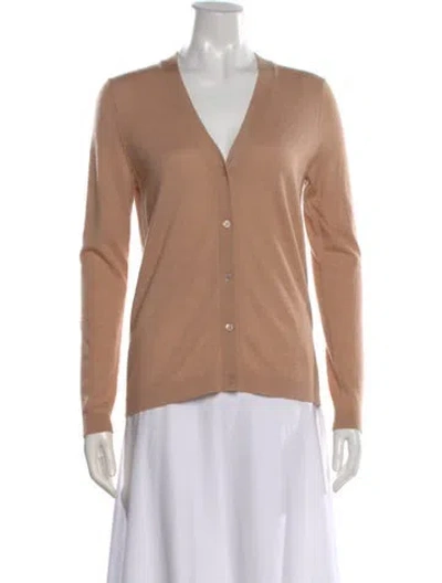 Pre-owned Neiman Marcus Cashmere V-neck Sweater In Neutral