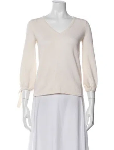 Pre-owned Neiman Marcus Cashmere V-neck Sweater In Neutral