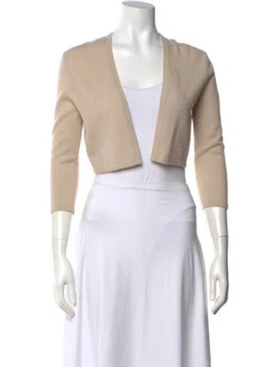 Pre-owned Neiman Marcus Cashmere V-neck Sweater In Neutral