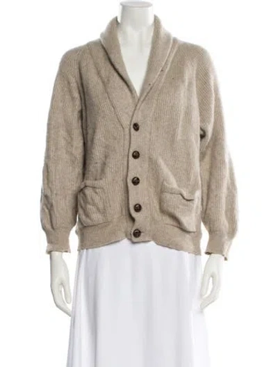 Pre-owned Neiman Marcus Cashmere V-neck Sweater In Neutrals