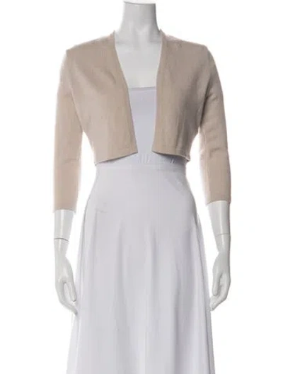 Pre-owned Neiman Marcus Cashmere V-neck Sweater In Neutrals