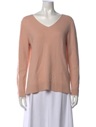 Pre-owned Neiman Marcus Cashmere V-neck Sweater In Neutrals