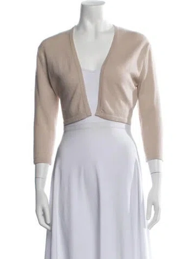 Pre-owned Neiman Marcus Cashmere V-neck Sweater In Neutrals