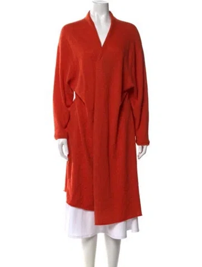Pre-owned Neiman Marcus Cashmere V-neck Sweater In Orange