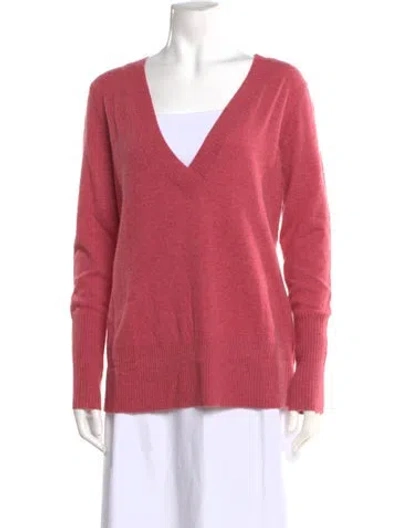 Pre-owned Neiman Marcus Cashmere V-neck Sweater In Pink