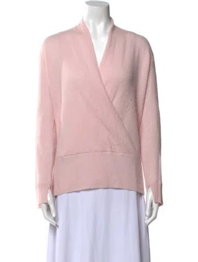 Pre-owned Neiman Marcus Cashmere V-neck Sweater In Pink