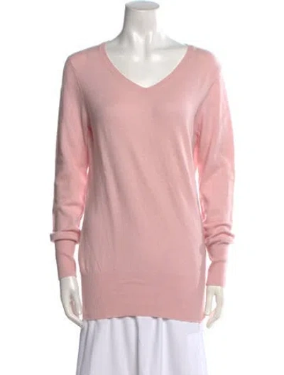 Pre-owned Neiman Marcus Cashmere V-neck Sweater In Pink