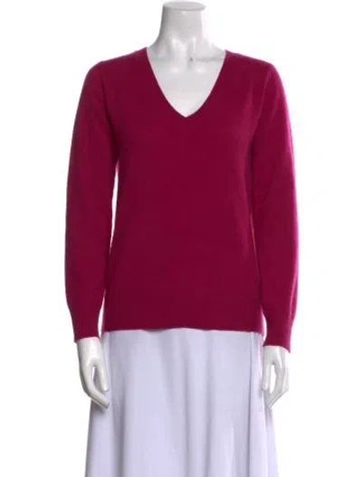 Pre-owned Neiman Marcus Cashmere V-neck Sweater In Pink