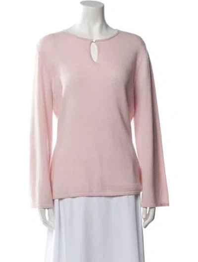 Pre-owned Neiman Marcus Cashmere V-neck Sweater In Pink