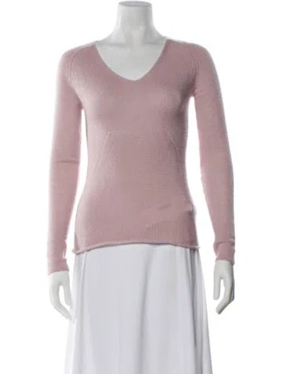 Pre-owned Neiman Marcus Cashmere V-neck Sweater In Pink