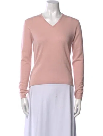 Pre-owned Neiman Marcus Cashmere V-neck Sweater In Pink