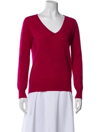 Pre-owned Neiman Marcus Cashmere V-neck Sweater In Pink