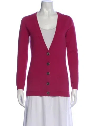 Pre-owned Neiman Marcus Cashmere V-neck Sweater In Pink