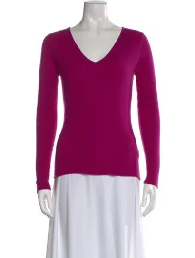 Pre-owned Neiman Marcus Cashmere V-neck Sweater In Pink