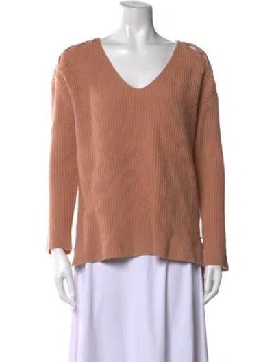 Pre-owned Neiman Marcus Cashmere V-neck Sweater In Pink