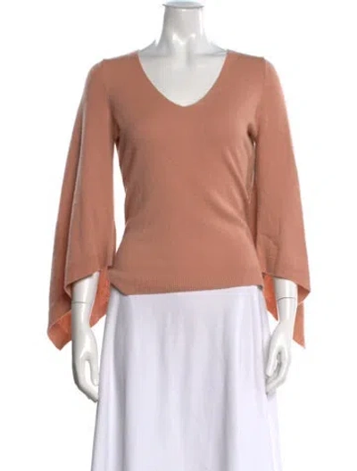Pre-owned Neiman Marcus Cashmere V-neck Sweater In Pink