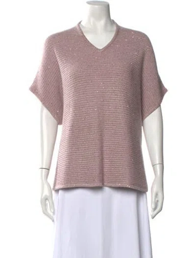 Pre-owned Neiman Marcus Cashmere V-neck Sweater In Pink