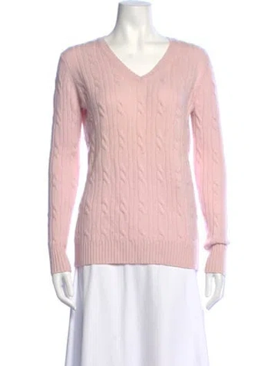 Pre-owned Neiman Marcus Cashmere V-neck Sweater In Pink