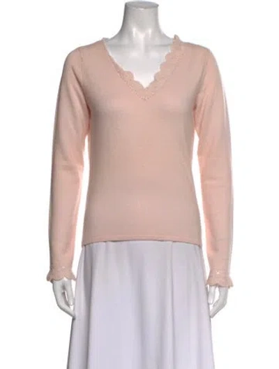 Pre-owned Neiman Marcus Cashmere V-neck Sweater In Pink