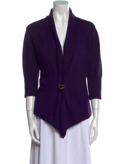 Pre-owned Neiman Marcus Cashmere V-neck Sweater In Purple