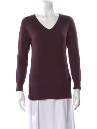 Pre-owned Neiman Marcus Cashmere V-neck Sweater In Purple
