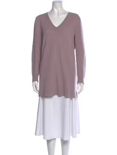 Pre-owned Neiman Marcus Cashmere V-neck Sweater In Purple