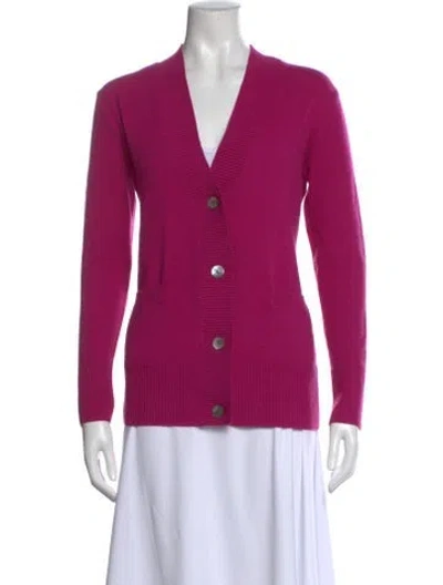 Pre-owned Neiman Marcus Cashmere V-neck Sweater In Purple