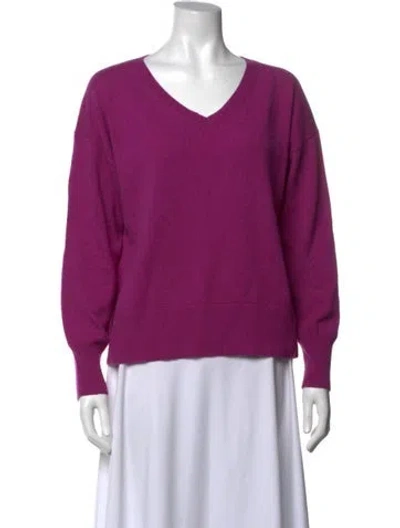 Pre-owned Neiman Marcus Cashmere V-neck Sweater In Purple