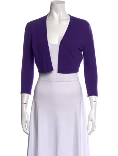 Pre-owned Neiman Marcus Cashmere V-neck Sweater In Purple