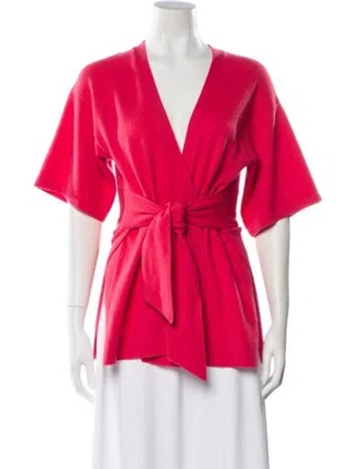 Pre-owned Neiman Marcus Cashmere V-neck Sweater In Red