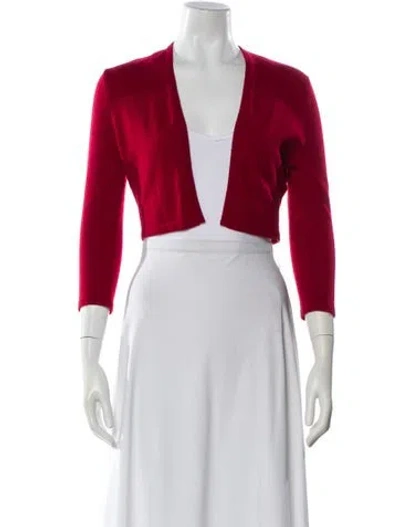Pre-owned Neiman Marcus Cashmere V-neck Sweater In Red