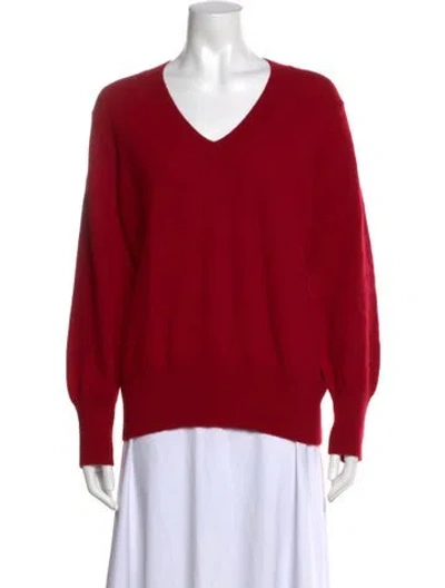 Pre-owned Neiman Marcus Cashmere V-neck Sweater In Red