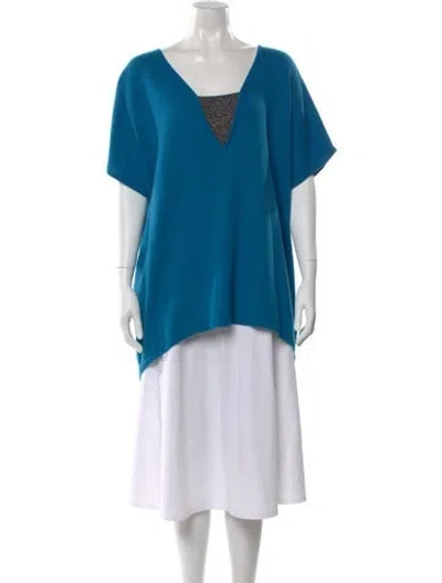 Pre-owned Neiman Marcus Cashmere V-neck Sweater W/ Tags In Blue