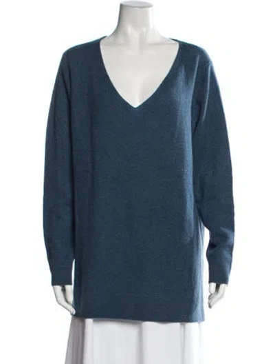 Pre-owned Neiman Marcus Cashmere V-neck Sweater W/ Tags In Blue