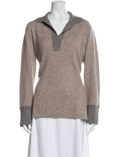 Pre-owned Neiman Marcus Cashmere V-neck Sweater W/ Tags In Gray