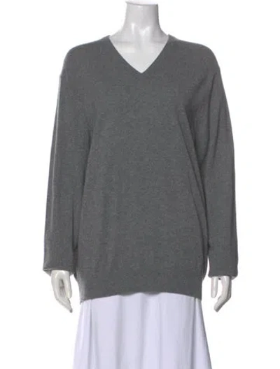 Pre-owned Neiman Marcus Cashmere V-neck Sweater W/ Tags In Gray