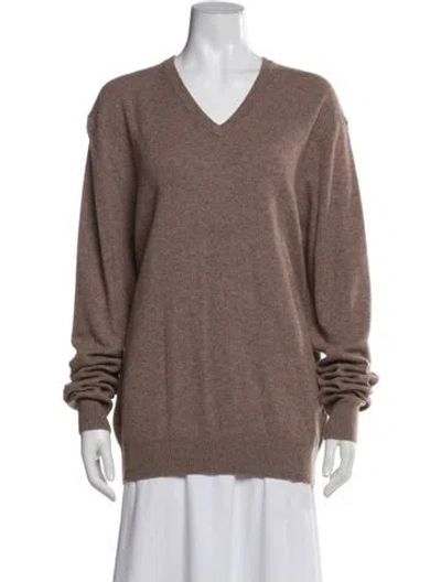 Pre-owned Neiman Marcus Cashmere V-neck Sweater W/ Tags In Gray