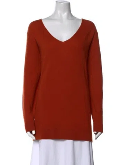 Pre-owned Neiman Marcus Cashmere V-neck Sweater W/ Tags In Orange