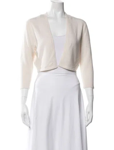 Pre-owned Neiman Marcus Cashmere V-neck Sweater In White